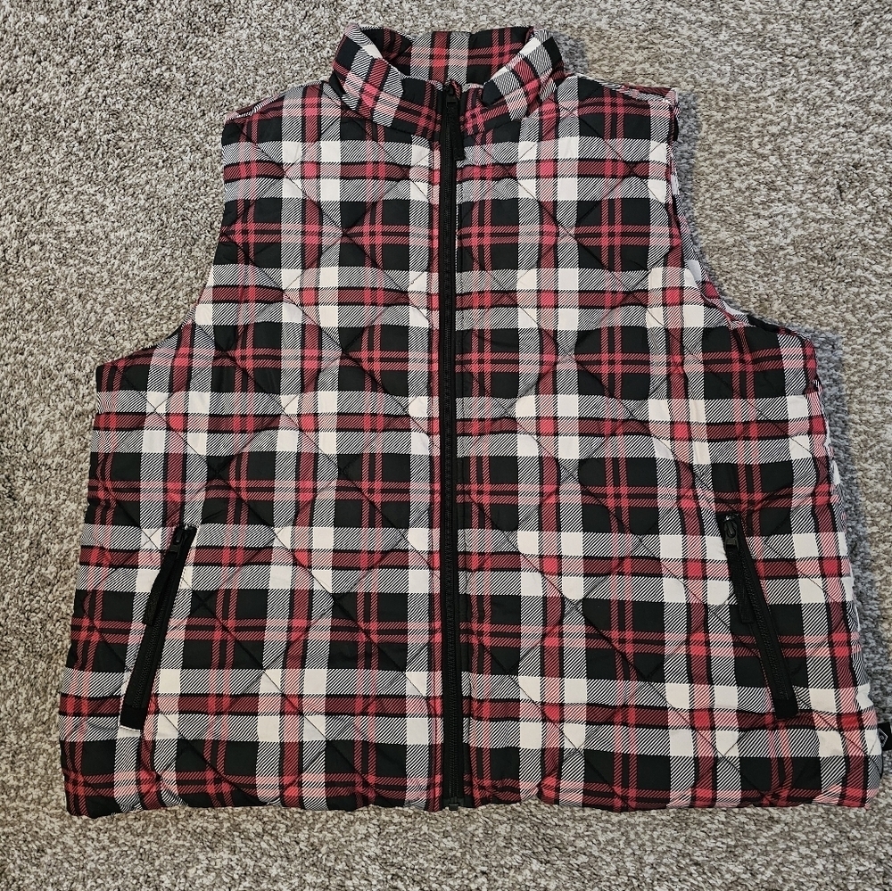 Vera Bradley Plaid Puffer Vest Sz Xl
